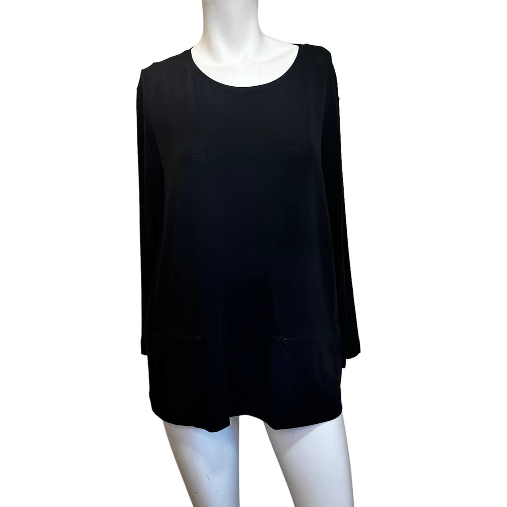 Bitte Kai Rand Black Stretch 3/4 Sleeve T-Shirt with Zippered Pockets sz S EUC